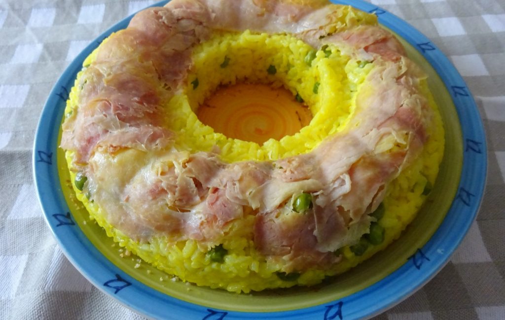 Timballo di riso primaverile senza glutine e lattosio